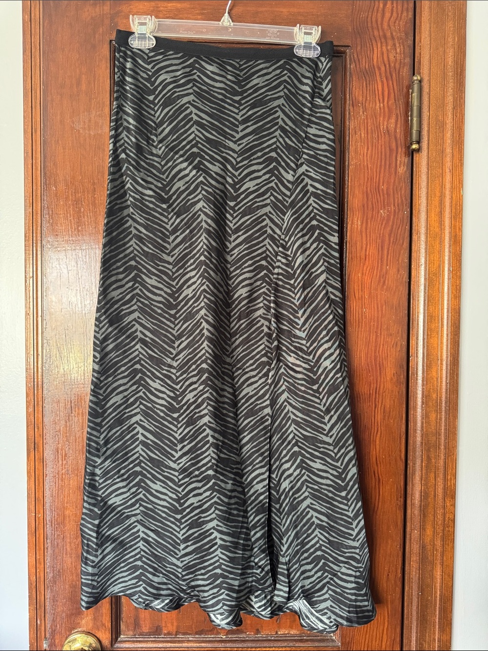 Anine Bing Black and Gray Zebra Print A-Line Maxi Skirt